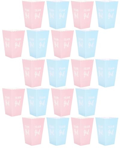PLAFOPE Scatole per Popcorn Contenitori per Pop Corn in Carta 24 Pezzi per Festa Rivelazione di Genere per Occasioni Speciali Articoli per Feste Compleanno