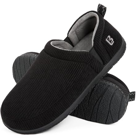 LongBay Men's Two-Tone Slippers Supportive Memory Foam Breathable House Shoes with Non-Slip Sole Indoor Outdoor Black, UK11