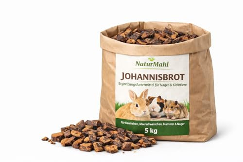Johannesbröd för gnagare och små djur, 5 kg förvaringsförpackning, naturligt torkad, rik på fiber, utan tillsatser hundar, katter, hästfoder