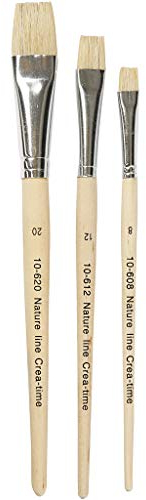 Nature Line Pinsel-Set, Schweineborsten, Größe 8-12-20, kurze Griffe, 3asstd