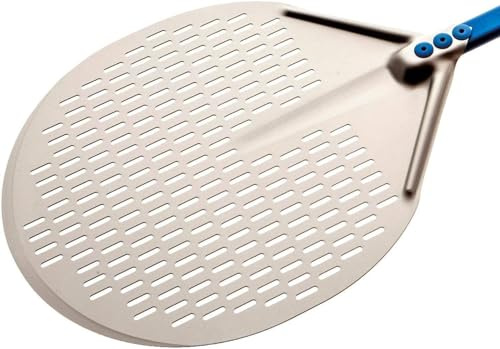 Gi.Metal Pelle à pizza professionnelle ligne bleue A-37F, tête 36 cm, longueur manche 150 cm, poids 0,73 kg, tête en aluminium anodisé neutre, manche anodisé bleu