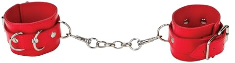 Ouch! by Shots Leather Cuffs for Hand and Ankles - Handschellen/Fußfesseln aus Leder (Paar) - rot, 1er Pack (1 x 2 Stück)