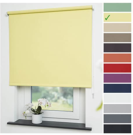 Liedeco® Rollo, Fenster Rollo, Kettenzug-Rollo / 92 x 180 cm (Breite x Höhe), gelb/Verdunkelnd, Abdunkelnd, Blickdicht/viele Farben, Größen und Typen/Breiten 60-200 cm/Variable Montage möglich