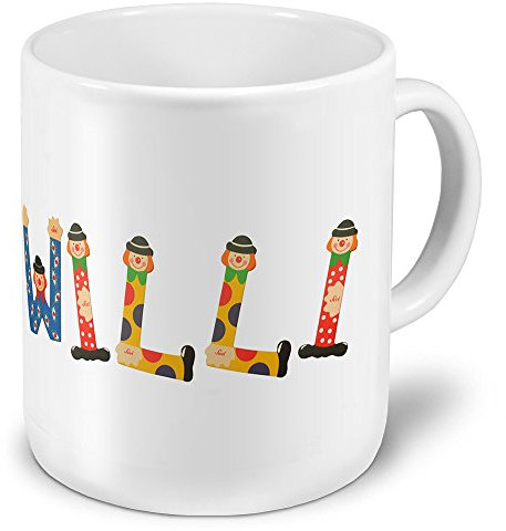 digital print XXL Riesen-Tasse mit Namen „Willi“ - Jumbotasse mit Design Holzbuchstaben - Namens-Tasse, Kaffeebecher, Becher, Mug