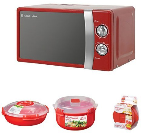Russell Hobbs RHMM701R Manual Microwave and 3-Piece Sistema Microwave Cooking Set