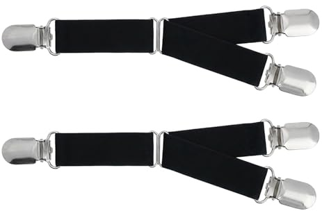 Ericotry 1 Pair (2PCS) Multifuction Adjustable Elastic Stocking Clip Garter Suspender Belt Accessories with Straps and Clips for Stockings