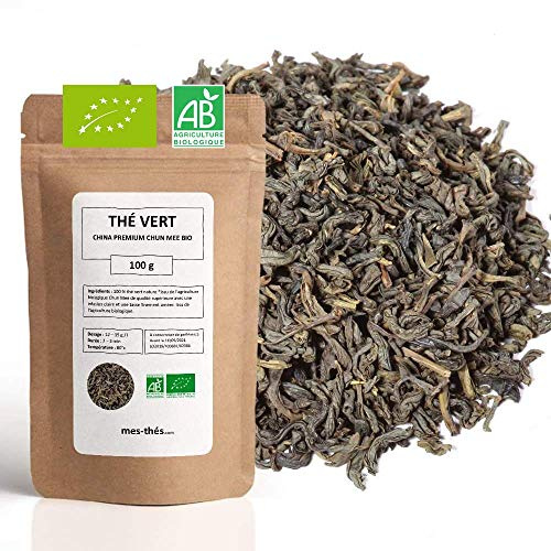 Thé Vert bio China Premium Chun Mee - 100g (40 tasses) - Thé en vrac 100% agriculture biologique - Mes-Thés
