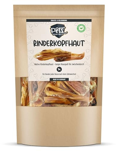 Peau de bœuf vierge séchée - Pour chiens - 15-20 cm - Faible en gras et en protéines - Plaisir à mâcher extra long - Soin dentaire naturel - Sans produits chimiques ni additifs artificiels - 500 g -