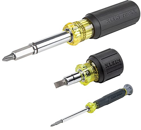 Klein Tools 80045 Screwdriver and Nut Driver Tool Kit, Includes Magnetic 11 in 1, Multi-Bit Stubby and Electronics Screwdrivers, 3-Piece