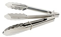 Wiltshire Mini Kitchen Tongs 20cm, Set of 2, Cooking & Serving Tongs, Salad | Salad & BBQ, Heat Resistant Utensil, Stainless Steel Scalloped Function Head, Locking Mechanism, 11x20x3.5cm, Silver