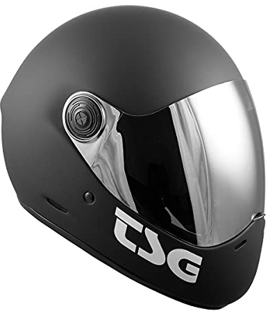 TSG - Pass Pro Full-face Helmet w/Two Visors | Performance Helmet for Downhill Skateboarding, E-Skating, E-Onewheeling, Longboarding | Compact, Aerodynamic | Scratch Proof Visor, Matt Black, Large