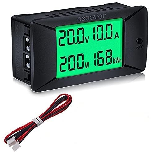 Telituny Digital Volt Amp Watt Meter, DC 0~300V Amperemeter Voltmeter Batterietester, Smart Shunt Leistung Energie Wattmeter Strommesser für Batterie Autos RV Solar System Schaltungsschutz(300A)