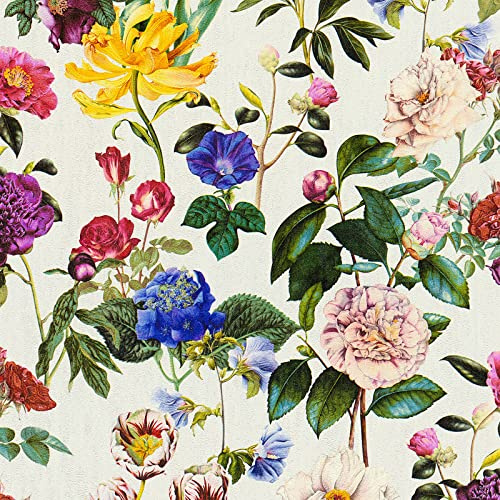 Papier peint moderne à motif fleuri multicolore | Tapisserie florale pour couloir | Papier peint anglais à fleurs pour chambre adulte