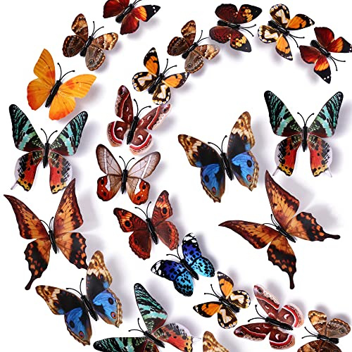 LiveGallery 72 PCS Removable 3D DIY Beautiful Butterfly Wall Decals Colorful Butterflies Art Decor Wall Stickers Murals for Home Nursery Bedroom Classroom Offices TV Background Brown