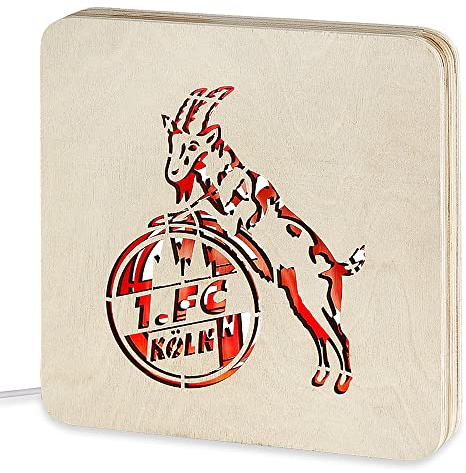 1. FC Köln LED Logo im Holzrahmen
