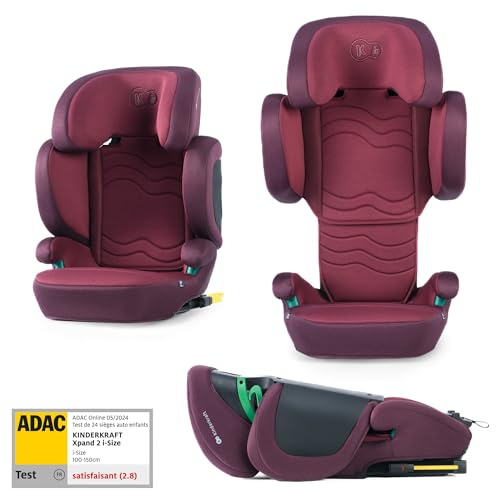 Kinderkraft XPAND 2 i-Size Kindersitz 100-150 cm, Kinderautositz, Höchste Sicherheitsstandards, Einfacher Montage mit ISOFIX, Hochwertige Materialien, Einstellung der Kopfstütze und Breite, Rot