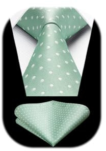 HISDERN Krawatte für Herren mit Einstecktuch Dot Krawatten Hochzeit Klassisch Business Krawatte Gepunktete und Taschentuch Set