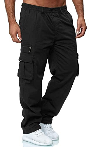 Generisch Herren Cargohose Mit 6 Taschen, Regular Fit Hose Outdoorhose Freizeithose Wanderhose Trekkinghose 2024 Casual Baggy Latzhose Arbeitshosen Männer