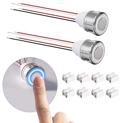 BrightArk LED Touch Dimmer Switch 12V DC Stepless Dimming 3-24V LED Dimmer Touch Switch Sensor Switch for LED Strips,For 18 mm Max-48W