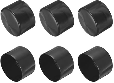 QUARKZMAN 6 Stück Gummi Endkappen 80 mm PVC Kunststoffkappe Schutzkappen Abdeckung Fußkappen für Stuhlbeine Tischbeine Möbel Schrauben Bolzen Gewinde Metallstäbe Rohr Zaunpfosten Schwarz