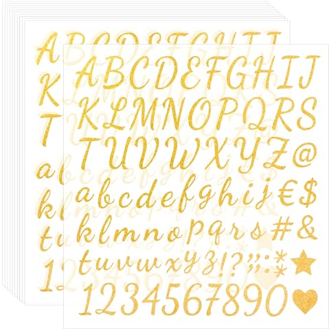 12 Blätter Buchstaben Aufkleber, Selbstklebende Zahlen Vinyl Buchstaben Kit Blitz Klebebuchstaben Aufkleber Wasserdichte Sticker für Postfach Schilder Adressnummer DIY Scrapbooking