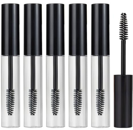 Empty Tube and Wand, 6 Pcs Refillable Mascara Brush Tube Set, Metal Mascara Wand, DIY Cosmetic Containers for Eyelash Growth Serum and Castor Oil, Portable Makeup Accessories