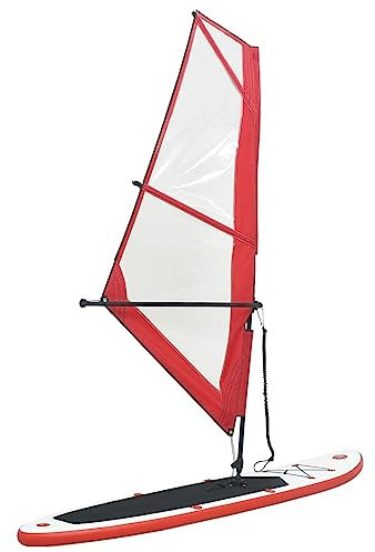 Homgoday Mobili Set aufblasbares SUP-Board mit rotem und weißem Segel, Outdoor-Möbel für Garten im Freien