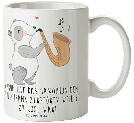 Mr. & Mrs. Panda Tasse Saxophon Kühlschrank - Geschenk, cooles Saxophon, Kaffeetassen, Geschenkideen, Jazz, Humor, Teebecher, Musiker, Blues,