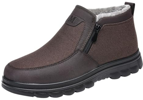 Dinglong EU 44 Bottine Neige Bottes De Neige Chaudes Et Froides pour Hommes, Printemps Et Automne, Grande Taille, en Velours, Plus Épais, Fermeture Éclair Latérale, Décontractées, À Fond Courtes