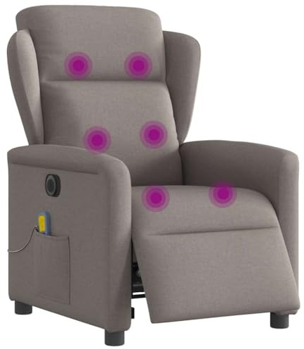 vidaXL Massagesessel Elektrisch Taupe Stoff, Massagestuhl, Sessel, Relaxsessel, Massagesessel, Sessel mit Massagefunktion, Sessel mit Relaxfunktion