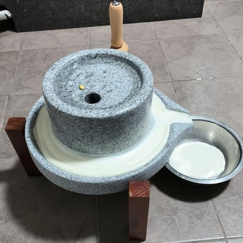 Hand Grain Mill Stone,Wet Soymilk Grinder Hand Grain Mill, Heavy Duty Natural Stone Mill Pulverizer for Wheat Berries, Nutmeg, Dry Beans, Peppers, Mung Beans, Herb, Sesame Seeds(L (25cmx40cm