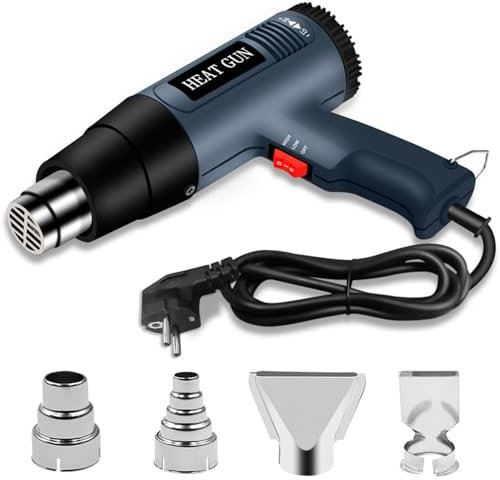 Pistola De Aire Caliente De 2000w - Control De Temperatura De Perilla (60-650 ° C), Protección Contra Sobrecalentamiento, Con 4 Boquillas Para Encoger, Quitar Pintura