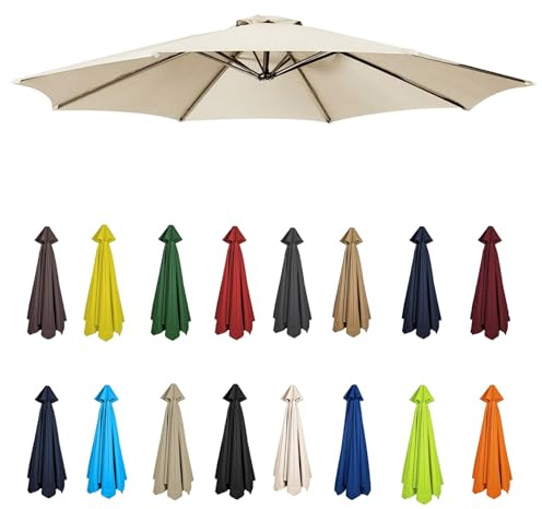 2m-3.5m Replacement Parasol Canopy, Umbrella Replacement Fabric, Garden Umbrella Replacement Cover, Outdoor Replacement Fabric, 6/8 Arms, replacement parasol fabric cover for Garden Umbrella(Beige,6ri