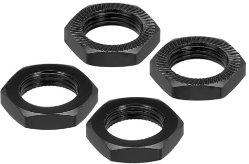 QUARKZMAN Aluminium 17mm RC Radmutter Gewinde M12x1,0mm, 4Stk (Schwarz) | Sechskant Radmuttern RC Radmutter für 1/8 RC Modellauto Lkw Geländewagen Aufgerüstete Teile