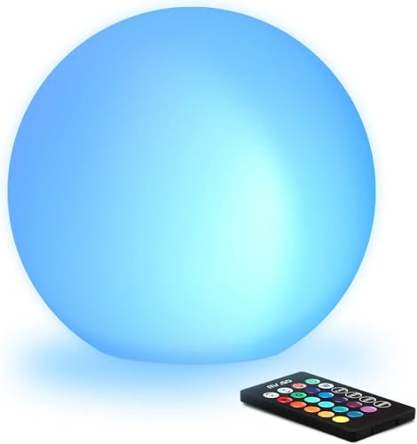 Mr.Go 8 LED Solar Lamp Waterproof Outdoor Garden Solar Light wiith Ground Stake, Colour Changing Mood Light RGB Ball Lamp, Auto On/Off, 16 Dimmable Colors, Remote Control for Patio Yard Pathway