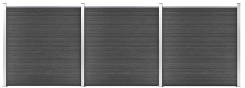 Fasba Zaunelement Set mit Pfosten Sichtschutz Windschutz Zaun Gartenzaun Lamellenzaun Sichtschutzzaun Windschutzzaun WPC 526x186cm Schwarz