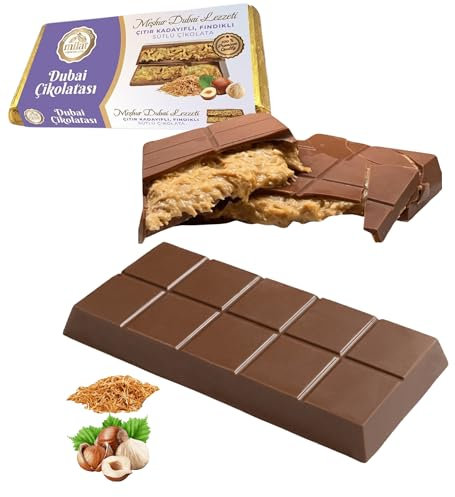 Chocolate premium estilo Dubái con crema de pistacho – hecho a mano, presentación de lujo – auténtica experiencia del chocolate estilo Dubái (Dubai style chocolate with hazelnuts 185g)