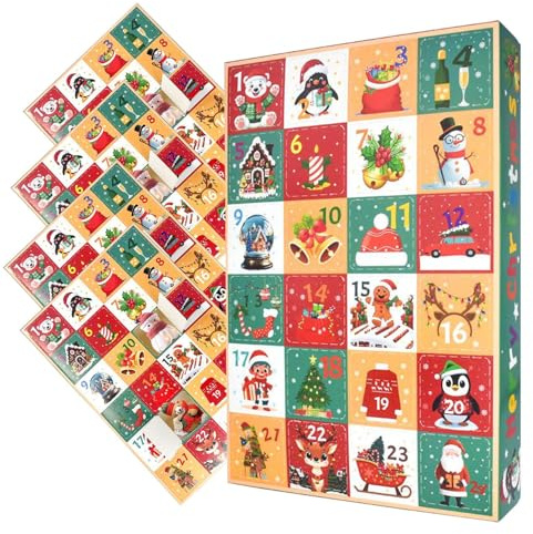 Calendario Con Conto Alla Rovescia 'Avvento – Supporto Ricaricabile Da 5 Pezzi, Confezione Regalo In Carta, Espositore Per Vacanze Di 24 Giorni Con Ripieni Creativi A | Organizzatore Deco