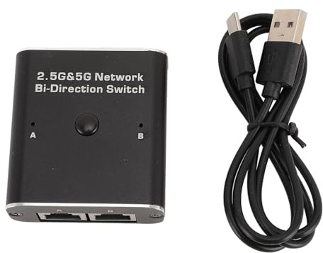 BONKZEBU Commutateur Bidirectionnel Réseau 2,5G 5G, 2 en 1 Sortie ou 1 Entrée 2 Sorties Bidirectionnelles 2 Ports RJ45, Adaptateur de Commutation de Réseau Externe Interne, Commutateur