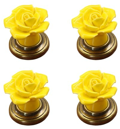 Zkydhbd 4 pomos de cerámica vintage florales para armarios, aparadores, armarios, tornillos de aleación de zinc resistentes, instalación sencilla, manijas de aleación de zinc