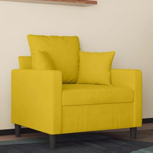 GeenYuu Sessel Gelb 60 cm Samt, Metallgestell, Bequem Gepolstert, Modernes Design für Wohnzimmer, Schlafzimmer, Leseecke, Max. 110 kg Tragfähigkeit, Einzelner Lounge Chair