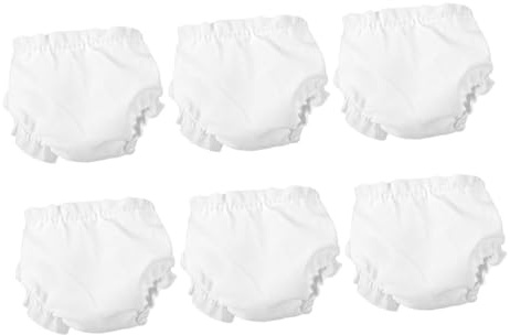 WHAMVOX Lot de 6 Culottes Blanches Réglables pour Poupées 10 Pouces sous-Vêtements Lavables et Réutilisables Accessoires D’Habillage pour Jeu de Simulation et Apprentissage des Garçon