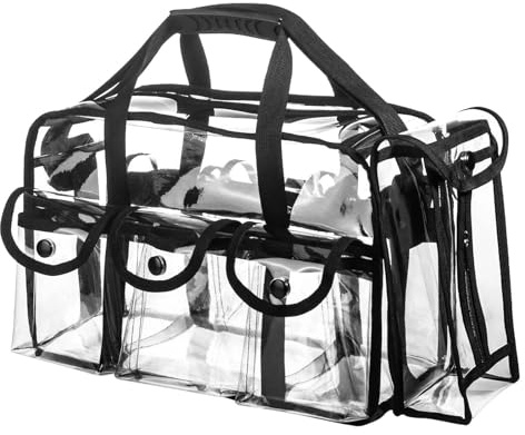 de hombro transparente de PVC para cosméticos, impermeable de gran capacidad, organizador de artículos de aseo de viaje con 6 bolsillos externos y almacenamiento de bolsas de pañuelos de