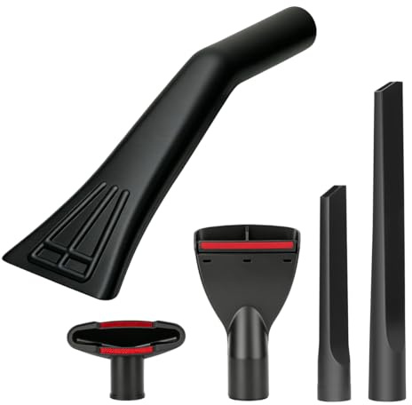 LANMU Kit d'accessoires universels pour aspirateur Ø 32-35 mm, 5 pièces avec buse d'ameublement, suceur plat et buse de voiture, embouts d'aspirateur compatibles avec Kärcher, Bosch, Miele, Siemens