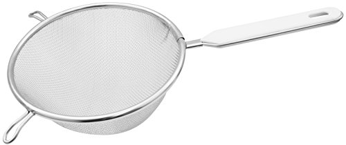 Fackelmann Tamiz con asa, Plástico Acero Inoxidable, Blanco y Plateado, 160 mm