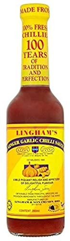 Lingham's Ginger Garlic Chilli Sauce, Ingwer Chili-Sauce mit frischen Chilis, hochwertige Hot-Sauce mit Knoblauch-Note, natürliche Zutaten, 280 ml