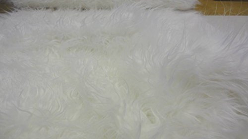 StoffBook schneeweiß kunstfell flokati pelzstoff, zotteliges zottelfell, kuschelfell, teddyfell für dekoration, nähprojekte, cosplay, plüschmöbel, bastelmaterial, weiches fell stoff, b982
