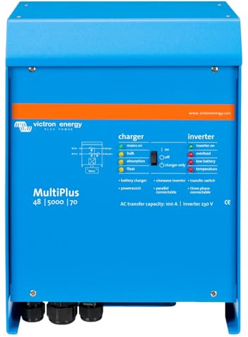 Victron Energy MultiPlus Reiner Sinus Wechselrichter 70 Amp Batterie Ladegerät, Spannungswandler, Transferschalter Inverter Charger, 100 Amp, 5000VA 48-Volt 230V