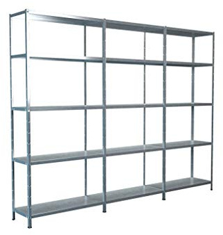 Schulte Regalwelt Steckregal mit 3 x 5 PowerMAX Fachböden, 60 kg Tragkraft, 200x260x35 cm (HxBxT), verzinkt (Lagerregal, Werkstattregal, Kellerregal, Garagenregal, Metallregal