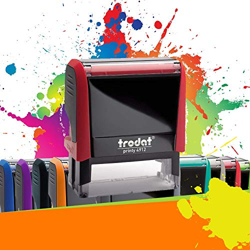 Trodat Printy 4912 - Professioneller Selbstfärbestempel mit 4 Zeilen zur Personalisierung – Textplatte 47 x 18 mm Inklusive (Rot)